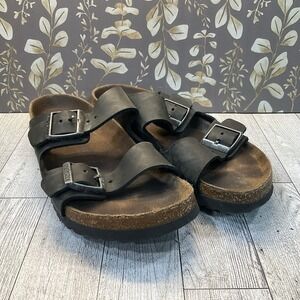 Birkenstock Arizona Sandals Womens 36 EU Slip On Shoes Black Leather Buckle US 5